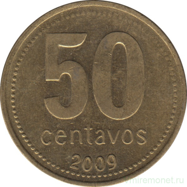 Монета. Аргентина. 50 сентаво 2009 год.