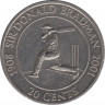 Монета. Австралия. 20 центов 2001 год. Сэр Дональд Брэдман (1908 - 2001). ав.