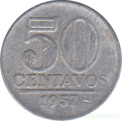 Монета. Бразилия. 50 сентаво 1957 год.