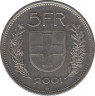 Монета. Швейцария. 5 франков 2001 год.