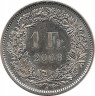 Аверс. Монета. Швейцария. 1 франк 2008 год.