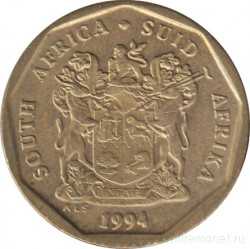 Монета. Южно-Африканская республика (ЮАР). 20 центов 1994 год.