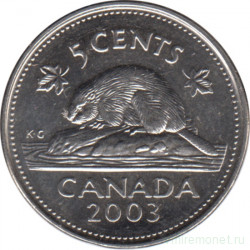 Монета. Канада. 5 центов 2003 год (P). Новый тип.