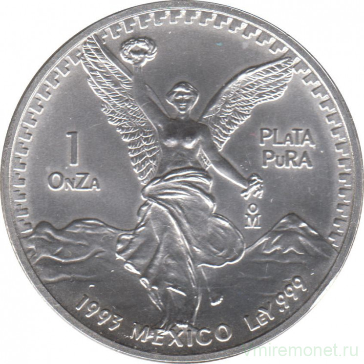 Монета. Мексика. 1 унция 1993 год. Свобода.