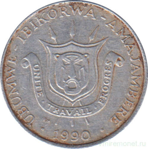 Монета. Бурунди. 1 франк 1990 год.