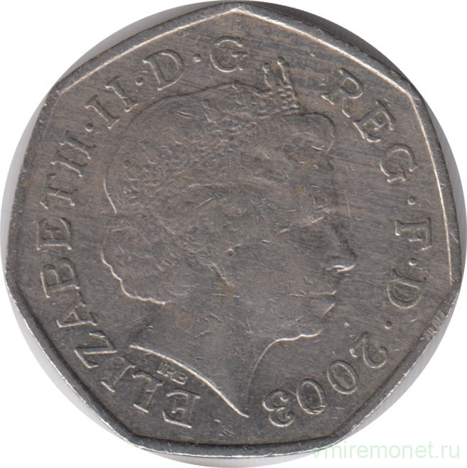 Монета. Великобритания. 50 пенсов 2003 год.