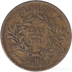 Монета. Тунис. 2 франка 1941 год.