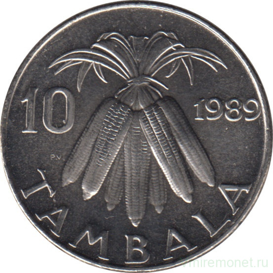Монета. Малави. 10 тамбал 1989 год. Сталь с никелевым покрытием.