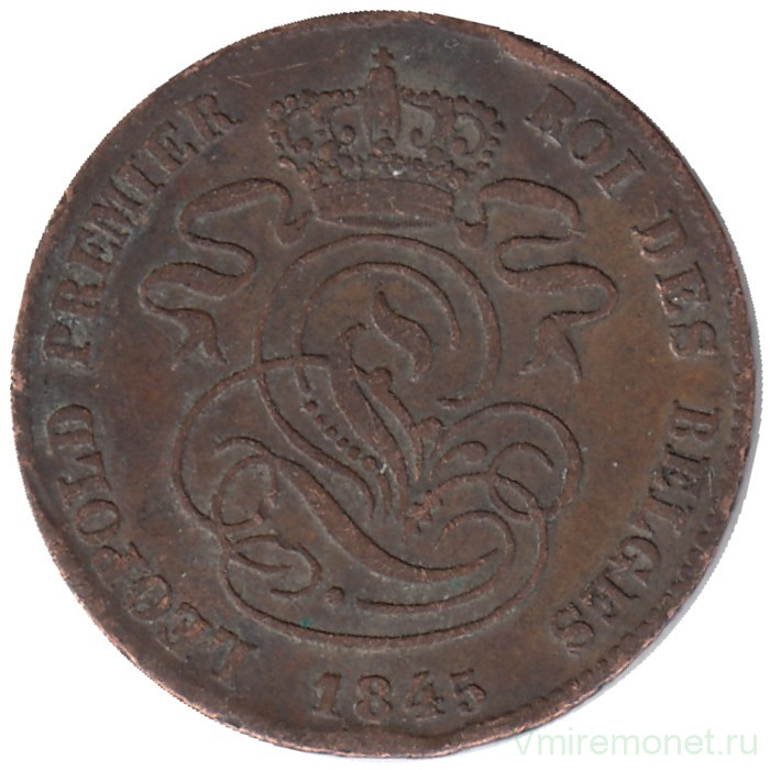 Монета. Бельгия. 2 сантима 1845 год. 