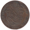 Монета. Бельгия. 2 сантима 1845 год. 