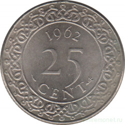 Монета. Суринам. 25 центов 1962 год.