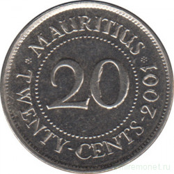 Монета. Маврикий. 20 центов 2001 год.