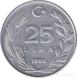 Монета. Турция. 25 лир 1986 год.