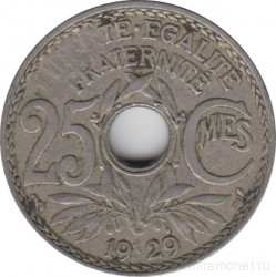 Монета. Франция. 25 сантимов 1929 год.