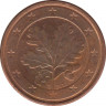 Монета. Германия. 1 цент 2012 год. (G). ав.