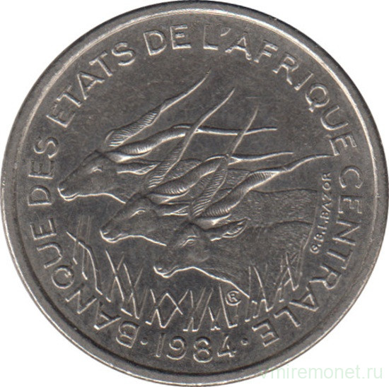 Монета. Центральноафриканский экономический и валютный союз (ВЕАС). 50 франков 1984 год. (ЦАР - B).