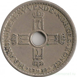 Монета. Норвегия. 1 крона 1938 год.