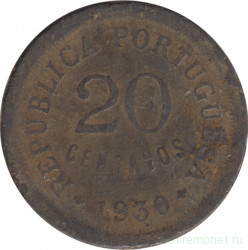 Монета. Кабо-Верде. 20 сентаво 1930 год.