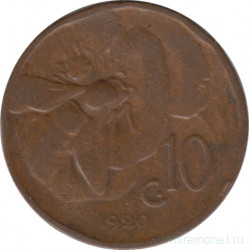 Монета. Италия. 10 чентезимо 1920 год.