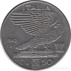 Монета. Италия. 50 чентезимо 1942 год.