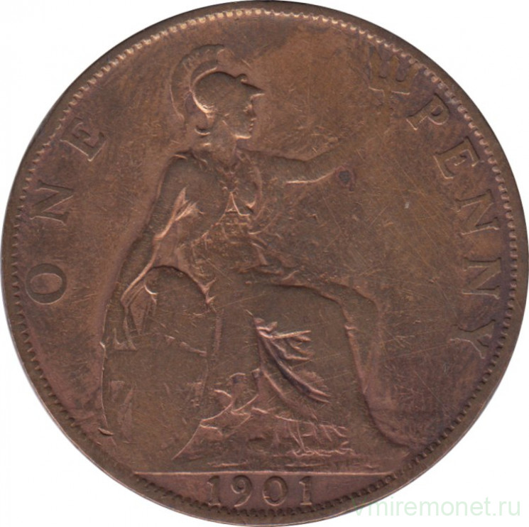 Монета. Великобритания. 1 пенни 1901 год.