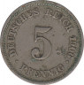 Монета. Германия (Германская империя 1871-1922). 5 пфеннигов 1906 год. (E). ав.