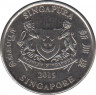 Монета. Сингапур. 20 центов 2015 год. ав.