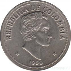 Монета. Колумбия. 20 сентаво 1959 год.