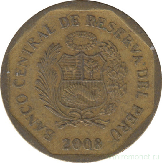 Монета. Перу. 10 сентимо 2008 год.