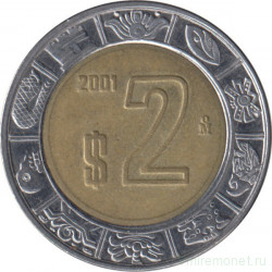 Монета. Мексика. 2 песо 2001 год.