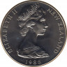 Монета. Новая Зеландия. 1 доллар 1985 год. Чёрный ходулочник. рев.