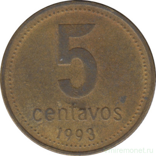 Монета. Аргентина. 5 сентаво 1993 год. Алюминиевая бронза.