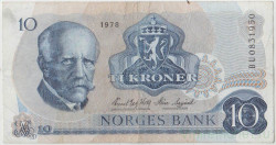 Банкнота. Норвегия. 10 крон 1978 год. Тип 36c.