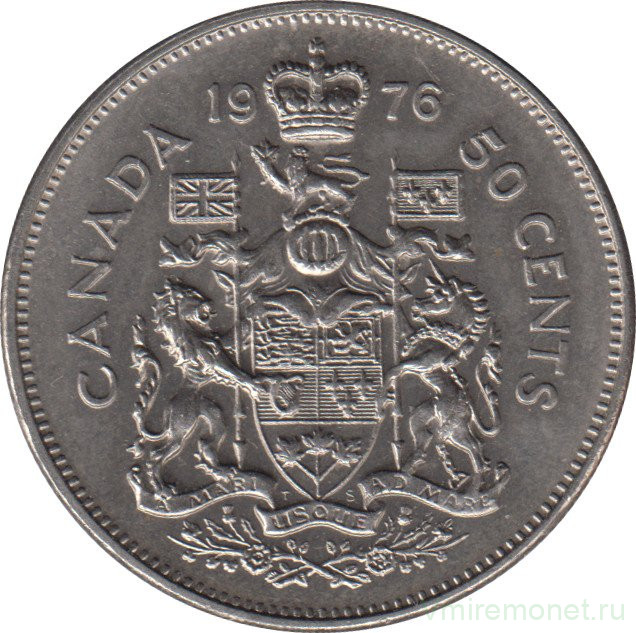 Монета. Канада. 50 центов 1976 год.