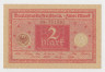 Банкнота. Кредитный билет. Германия. Веймарская республика. 2 марки 1920 год. Изображение - красный, печать - коричневый цвет. 2 и 6 цифр в нумераторе. ав.