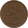 Аверс.Монета. Финляндия. 10 пенни 1919 год.