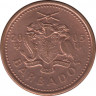 Монета. Барбадос. 1 цент 2005 год. ав.