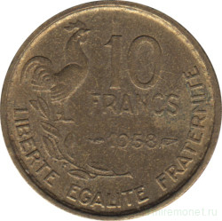 Монета. Франция. 10 франков 1958 год. Монетный двор - Париж.