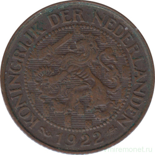 Монета. Нидерланды. 1 цент 1922 год.