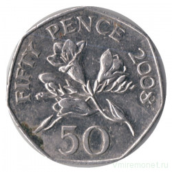 Монета. Гернси. 50 пенсов 2008 год.