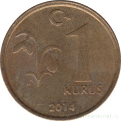 Монета. Турция. 1 куруш 2014 год.