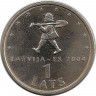 Монета. Латвия. 1 лат 2004 год. Вступление в ЕС. ав