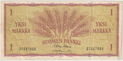 Банкнота. Финляндия. 1 марка 1963 год. Тип 98а(4).