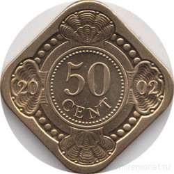 Монета. Нидерландские Антильские острова. 50 центов 2002 год.