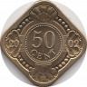 Монета. Нидерландские Антильские острова. 50 центов 2002 год. ав.