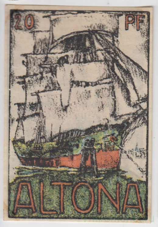 Бона. Нотгельд. Германия. Город Альтона. 20 пфеннигов 1921 год. Вариант 30.4.b.