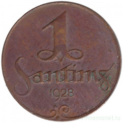 Монета. Латвия. 1 сантим 1928 год.