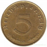 Монета. Германия. Третий Рейх. 5 рейхспфеннигов 1939 год. Монетный двор - Берлин (А).