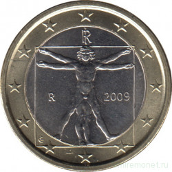 Монета. Италия. 1 евро 2009 год.