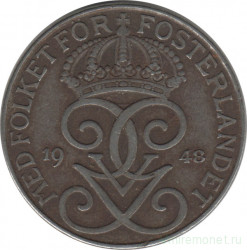 Монета. Швеция. 5 эре 1948 год.